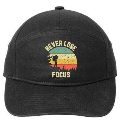 Funny Photographer Camera Never Lose Focus Photography 7-Panel Snapback Hat