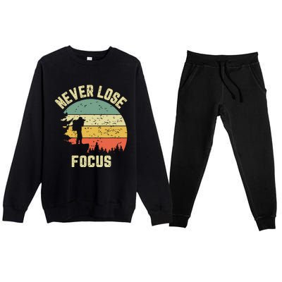 Funny Photographer Camera Never Lose Focus Photography Premium Crewneck Sweatsuit Set