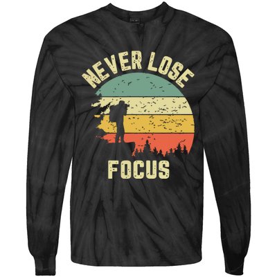 Funny Photographer Camera Never Lose Focus Photography Tie-Dye Long Sleeve Shirt