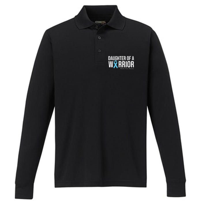 Family Prostate Cancer Awareness Light Blue Daughter Warrior Performance Long Sleeve Polo