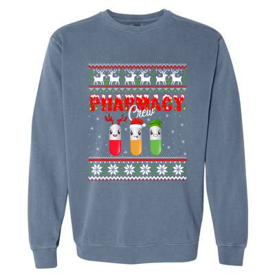 Funny Pharmacy Crew Funny Pills Merry Christmas Ugly Sweater Cute Gift Garment-Dyed Sweatshirt