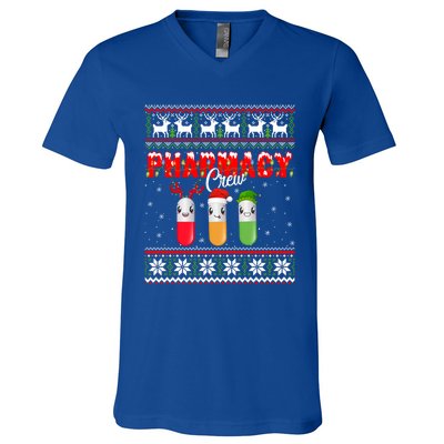 Funny Pharmacy Crew Funny Pills Merry Christmas Ugly Sweater Cute Gift V-Neck T-Shirt