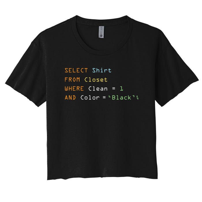 Funny Programming Code Computer Programmer Sql Database Women's Crop Top Tee