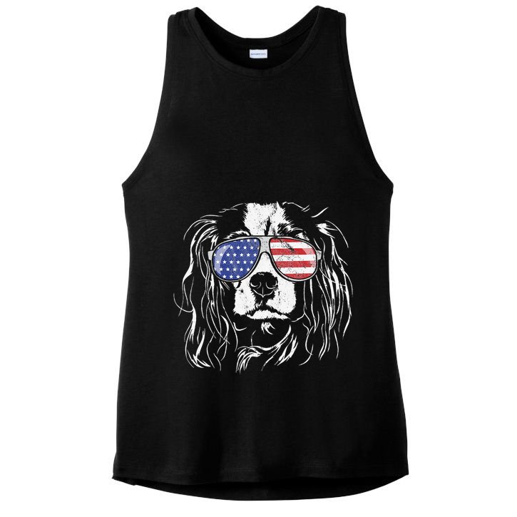 Funny Proud Cavalier King Charles Spaniel Patriotic Dog Ladies PosiCharge Tri-Blend Wicking Tank