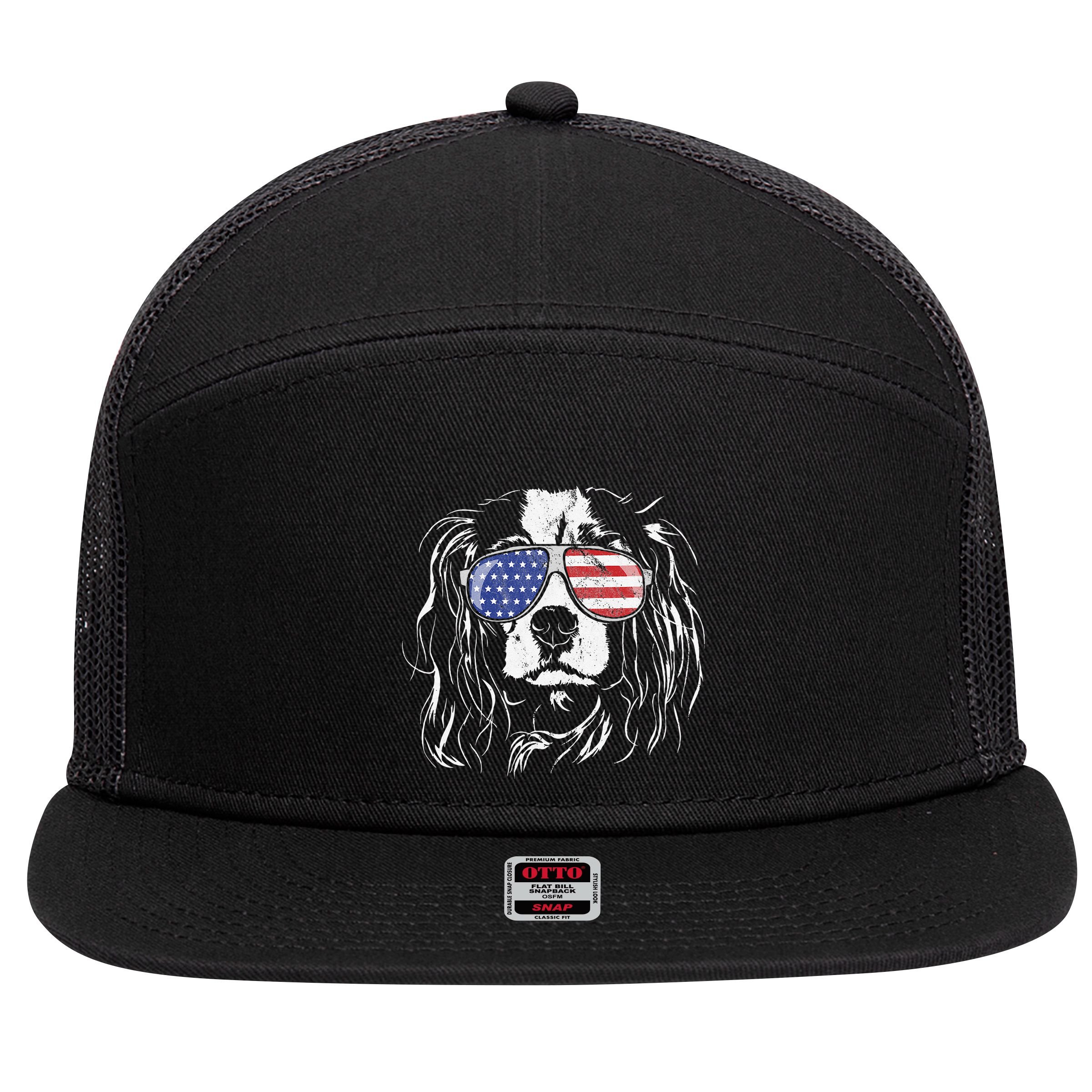 Funny Proud Cavalier King Charles Spaniel Patriotic Dog 7 Panel Mesh Trucker Snapback Hat