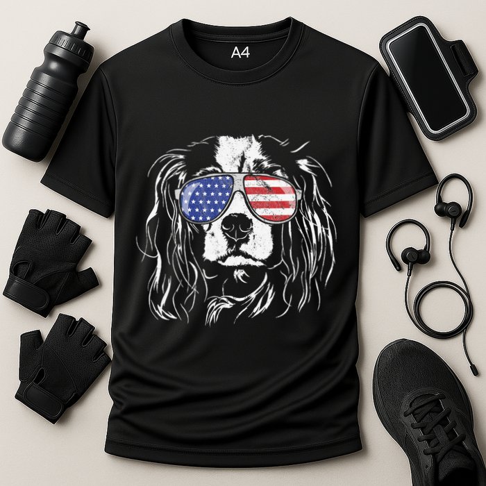 Funny Proud Cavalier King Charles Spaniel Patriotic Dog Cooling Performance Crew T-Shirt