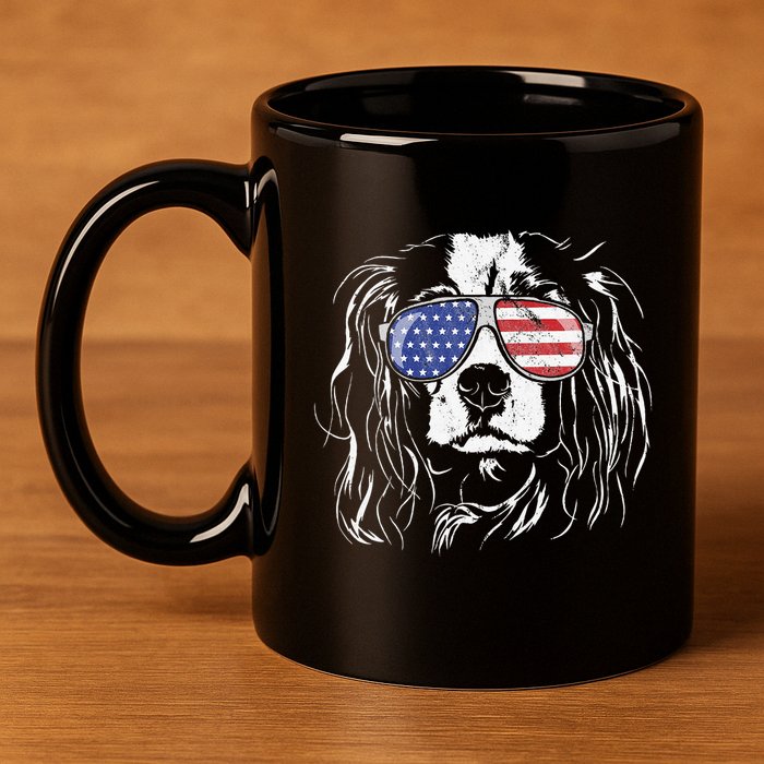 Funny Proud Cavalier King Charles Spaniel Patriotic Dog 11oz C Handle Ceramic Mug