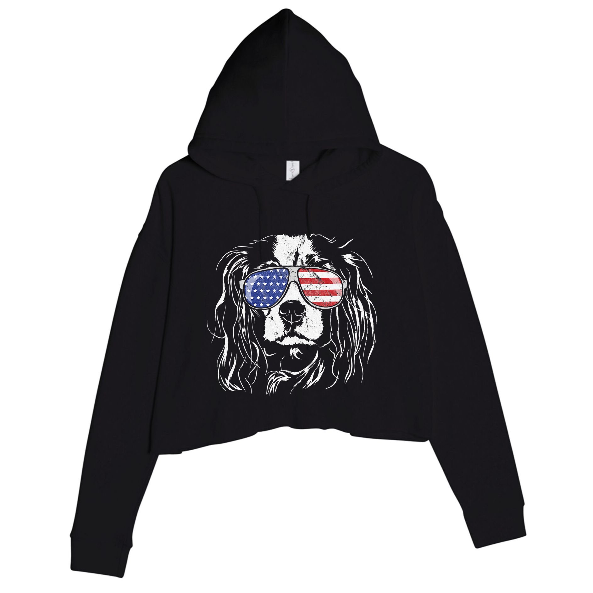 Funny Proud Cavalier King Charles Spaniel Patriotic Dog Crop Fleece Hoodie