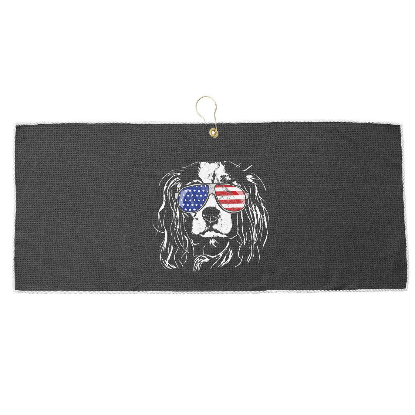 Funny Proud Cavalier King Charles Spaniel Patriotic Dog Large Microfiber Waffle Golf Towel