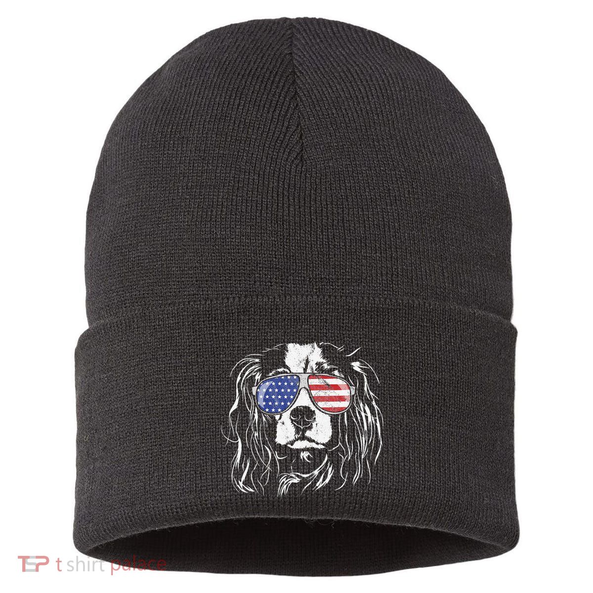 Funny Proud Cavalier King Charles Spaniel Patriotic Dog Sustainable Knit Beanie