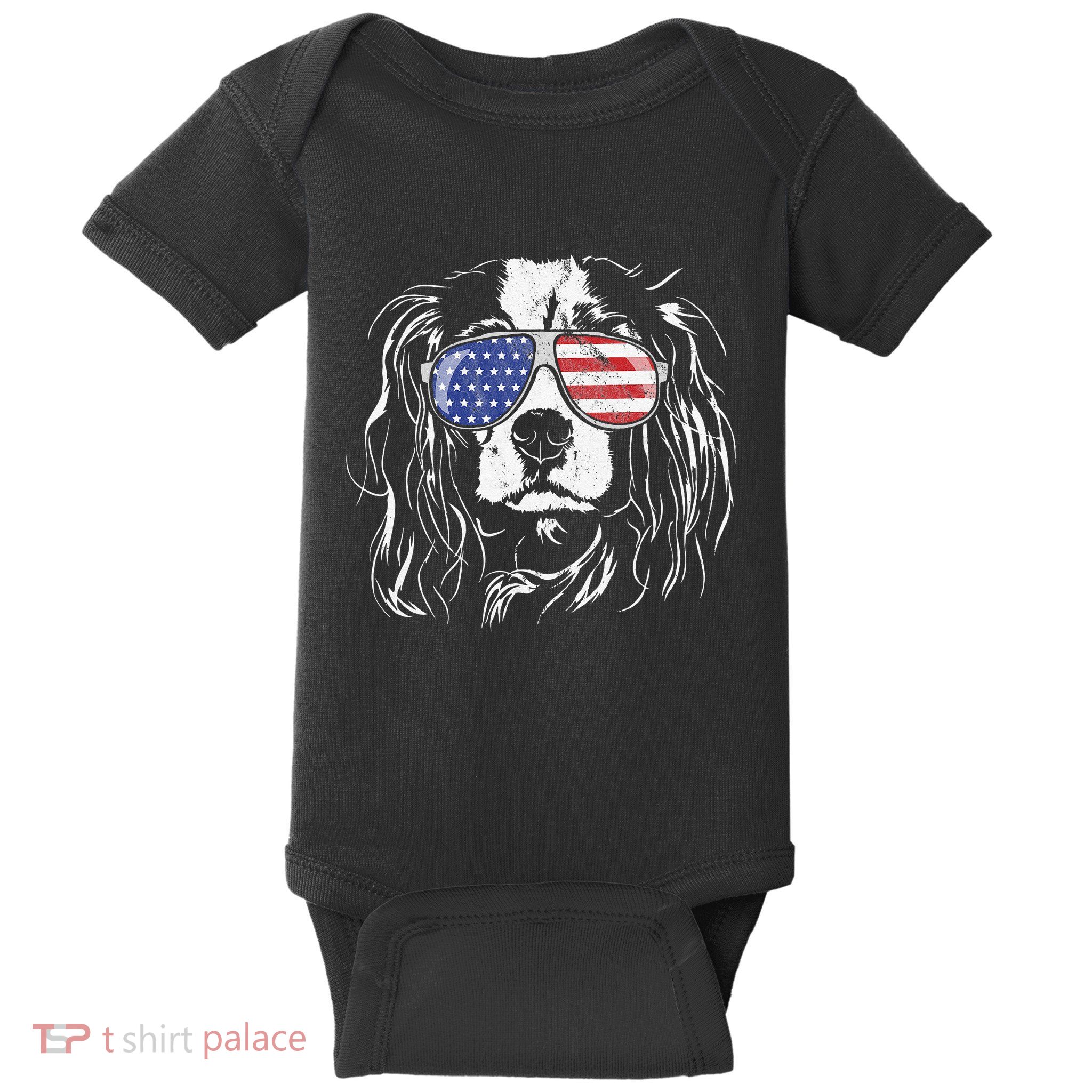 Funny Proud Cavalier King Charles Spaniel Patriotic Dog Baby Bodysuit