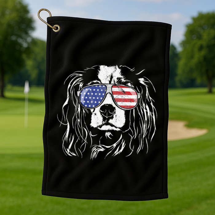 Funny Proud Cavalier King Charles Spaniel Patriotic Dog Golf Towel