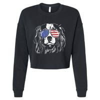 Funny Proud Cavalier King Charles Spaniel Patriotic Dog Cropped Pullover Crew