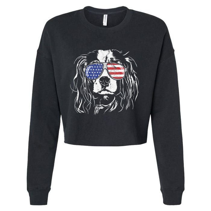 Funny Proud Cavalier King Charles Spaniel Patriotic Dog Cropped Pullover Crew