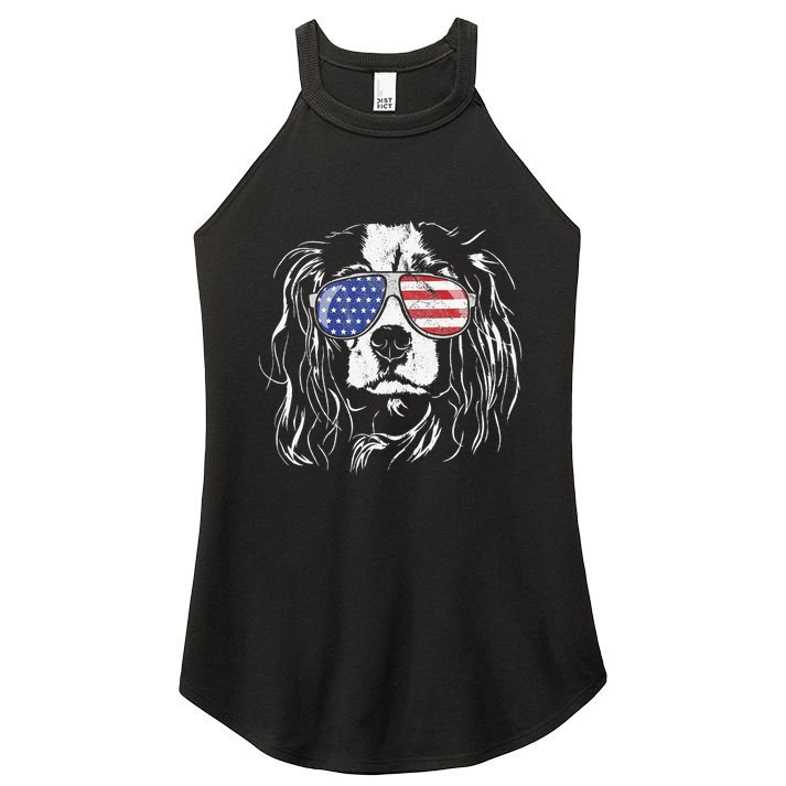 Funny Proud Cavalier King Charles Spaniel Patriotic Dog Women's Perfect Tri Rocker Tank