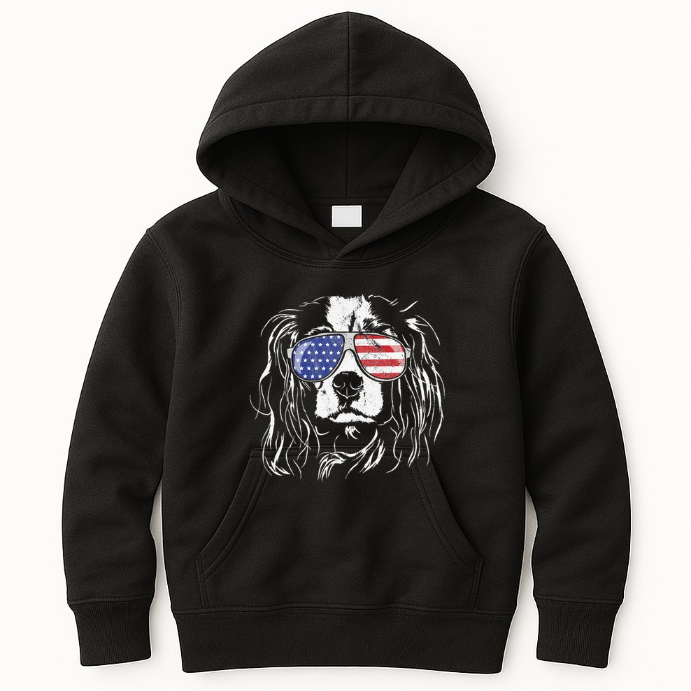 Funny Proud Cavalier King Charles Spaniel Patriotic Dog Kids Hoodie
