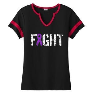 Fight Pancreatic Cancer Military Style Awareness Ribbon Ladies Halftime Notch Neck Tee