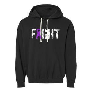 Fight Pancreatic Cancer Military Style Awareness Ribbon Garment-Dyed Fleece Hoodie