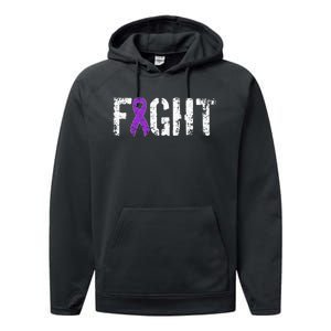 Fight Pancreatic Cancer Military Style Awareness Ribbon Performance Fleece Hoodie