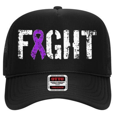 Fight Pancreatic Cancer Military Style Awareness Ribbon High Crown Mesh Back Trucker Hat