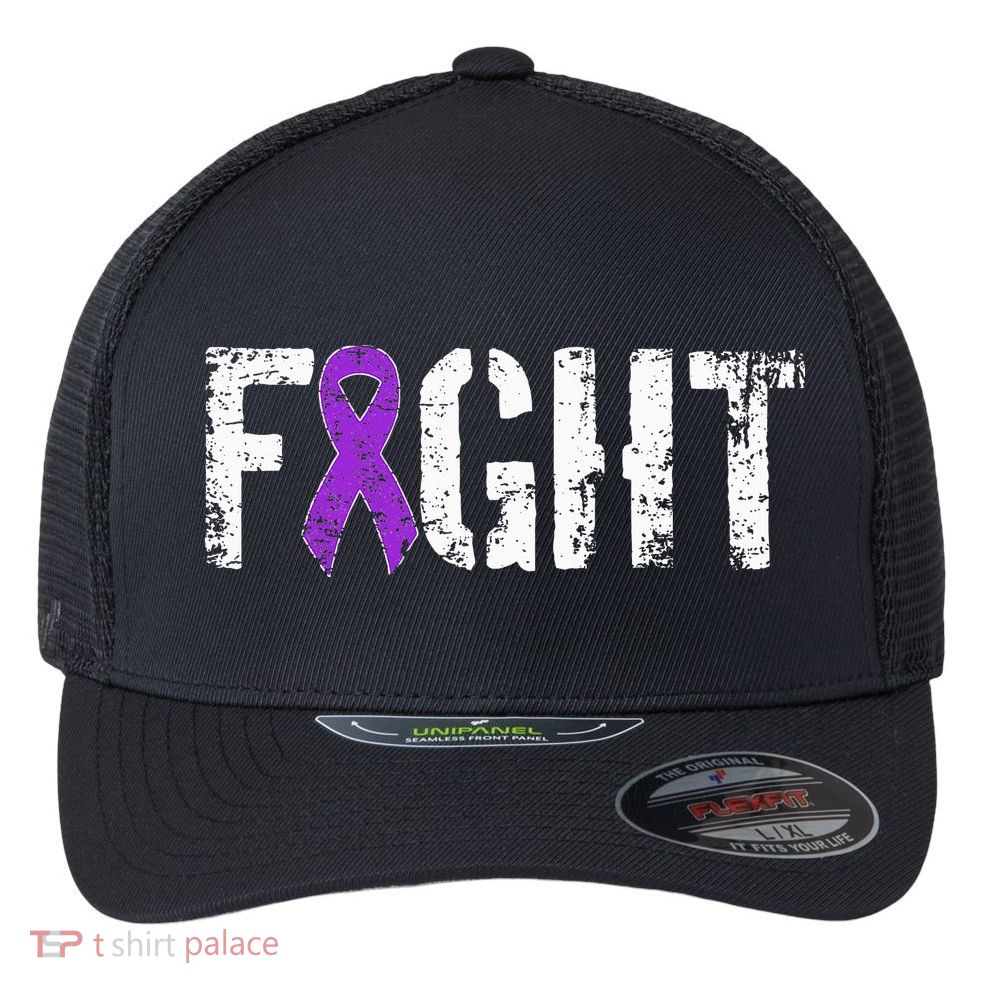 Fight Pancreatic Cancer Military Style Awareness Ribbon Flexfit Unipanel Trucker Cap
