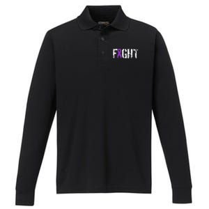 Fight Pancreatic Cancer Military Style Awareness Ribbon Performance Long Sleeve Polo