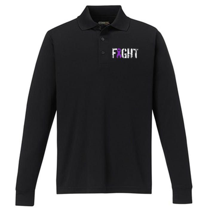 Fight Pancreatic Cancer Military Style Awareness Ribbon Performance Long Sleeve Polo