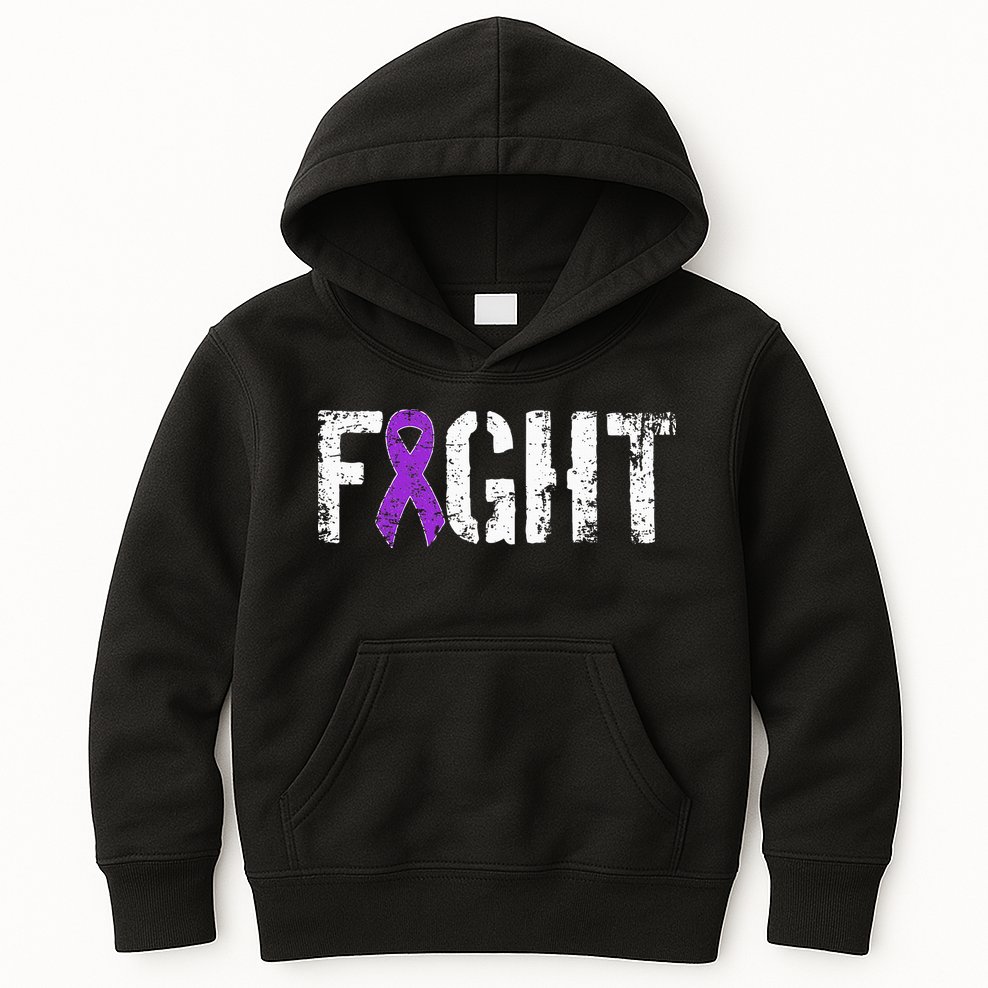 Fight Pancreatic Cancer Military Style Awareness Ribbon Kids Hoodie