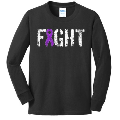 Fight Pancreatic Cancer Military Style Awareness Ribbon Kids Long Sleeve Shirt