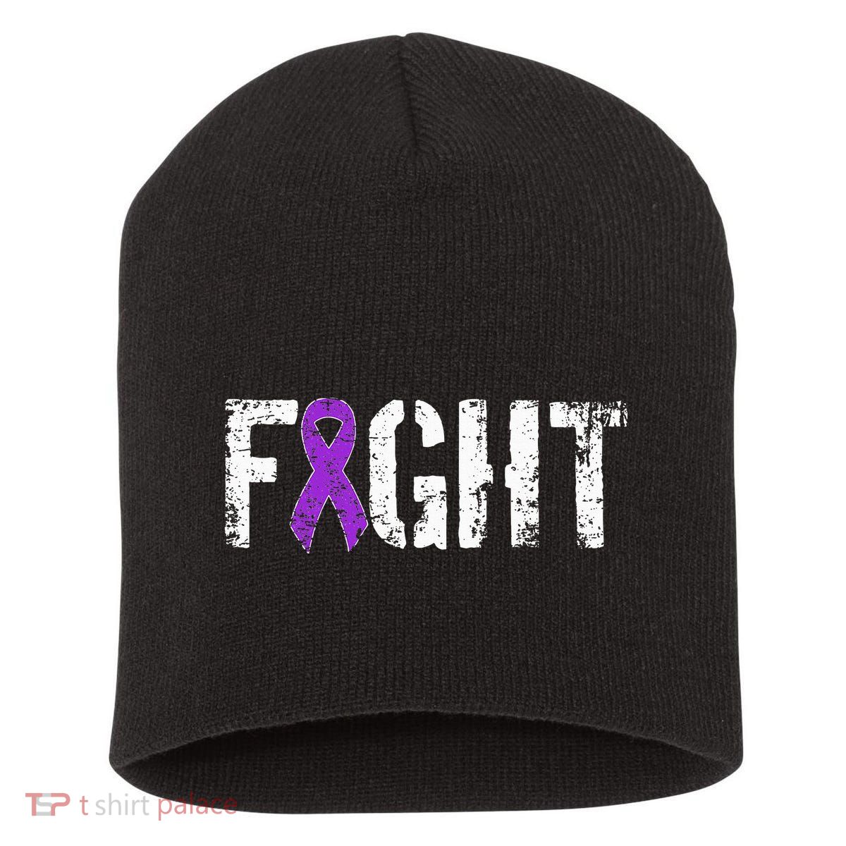 Fight Pancreatic Cancer Military Style Awareness Ribbon Short Acrylic Beanie