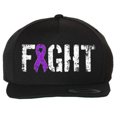 Fight Pancreatic Cancer Military Style Awareness Ribbon Wool Snapback Cap