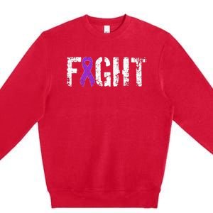 Fight Pancreatic Cancer Military Style Awareness Ribbon Premium Crewneck Sweatshirt