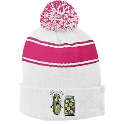 Funny Pickle C Stripe Pom Pom Beanie