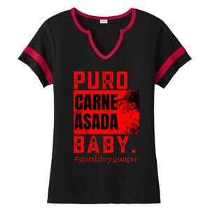 Funny Puro Carne Asada Baby Gorditoyguapo Ladies Halftime Notch Neck Tee