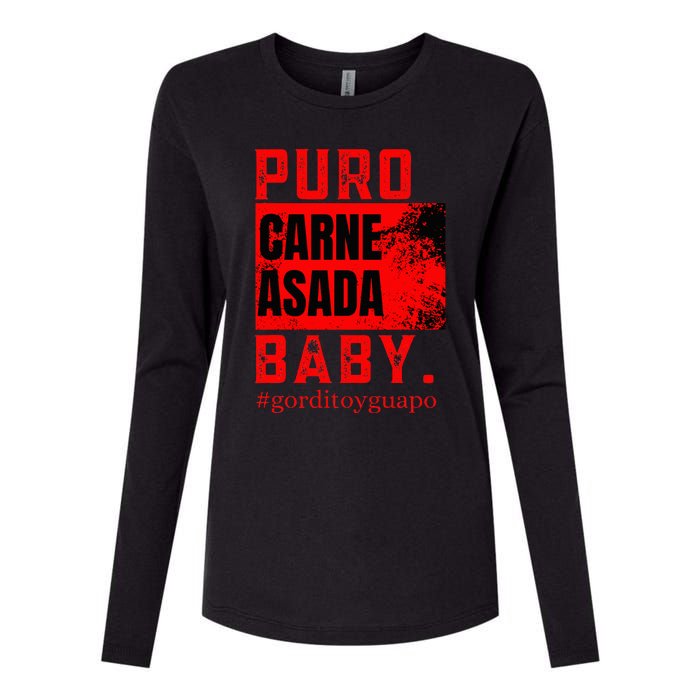 Funny Puro Carne Asada Baby Gorditoyguapo Womens Cotton Relaxed Long Sleeve T-Shirt