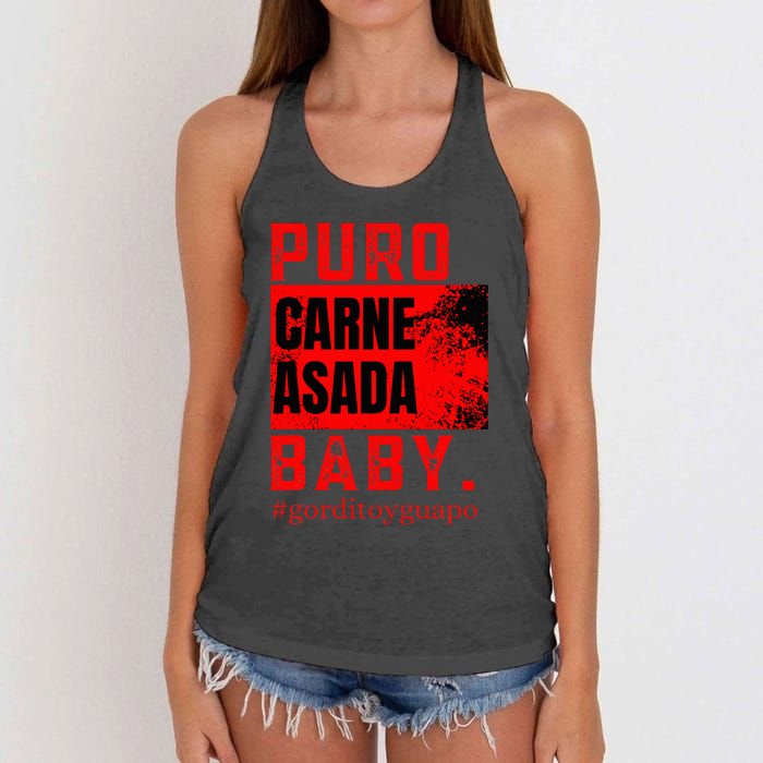 Funny Puro Carne Asada Baby Gorditoyguapo Women's Knotted Racerback Tank