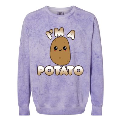 Funny Potato Costume Cute Kawaii Style Smiling IM A Potato Gift Colorblast Crewneck Sweatshirt