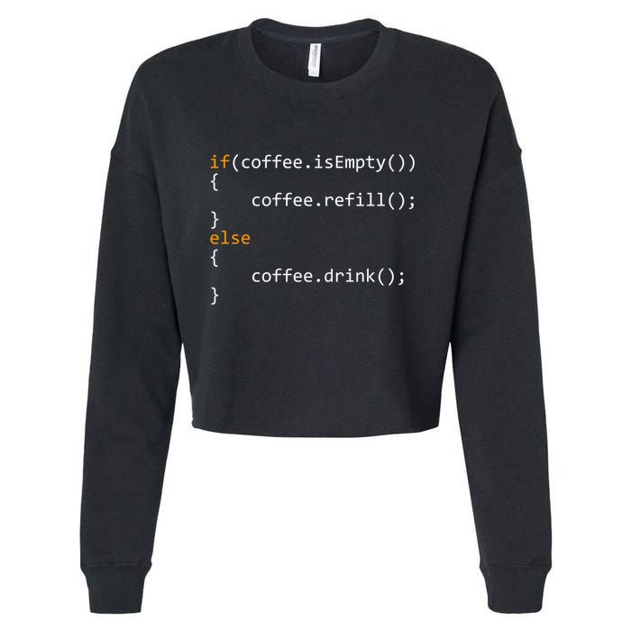 Funny Programmer Coffee Gift For Coders Gift Cropped Pullover Crew
