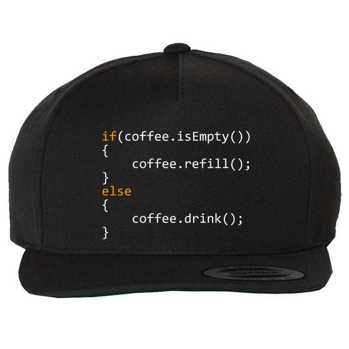 Funny Programmer Coffee Gift For Coders Gift Wool Snapback Cap