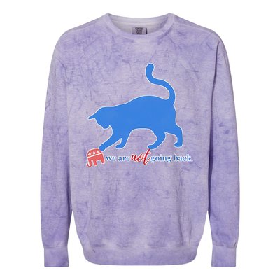 Funny Political Cat Pushing Republican Elephant Colorblast Crewneck Sweatshirt