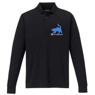 Funny Political Cat Pushing Republican Elephant Performance Long Sleeve Polo