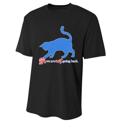 Funny Political Cat Pushing Republican Elephant Performance Sprint T-Shirt