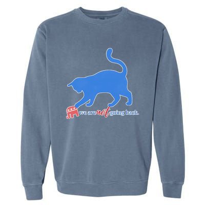 Funny Political Cat Pushing Republican Elephant Garment-Dyed Sweatshirt