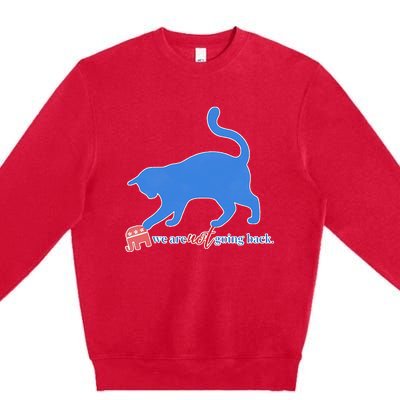 Funny Political Cat Pushing Republican Elephant Premium Crewneck Sweatshirt