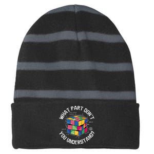 Funny Puzzle Cube Striped Beanie with Solid Band