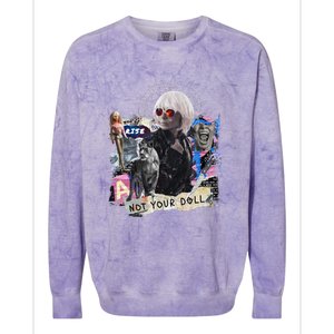 Feminist Punk Collage Not Your Doll Colorblast Crewneck Sweatshirt