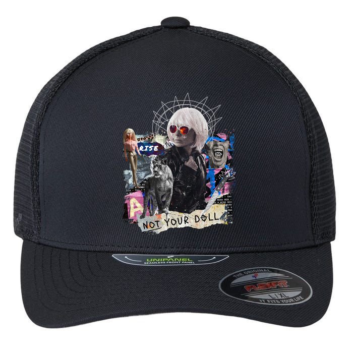 Feminist Punk Collage Not Your Doll Flexfit Unipanel Trucker Cap