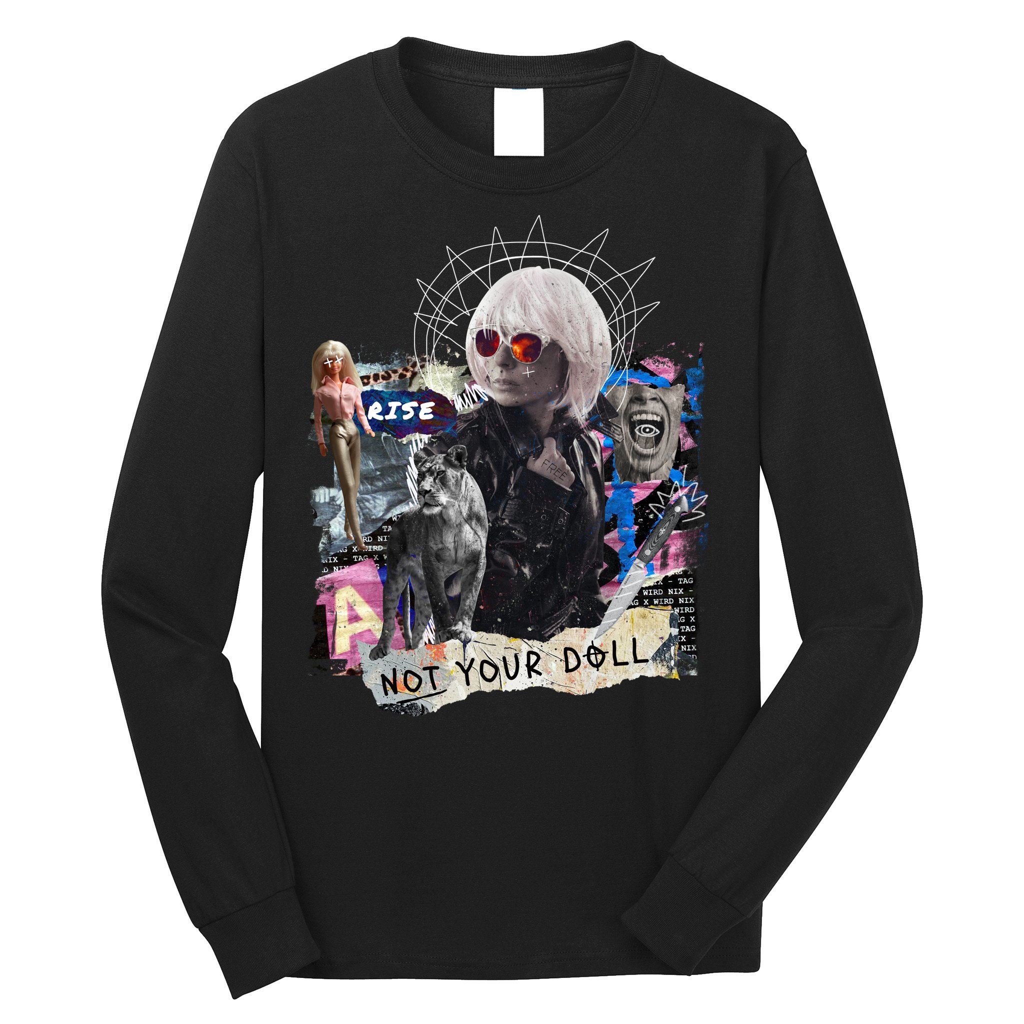 Feminist Punk Collage Not Your Doll Long Sleeve Shirt
