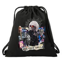 Feminist Punk Collage Not Your Doll Drawstring Bag