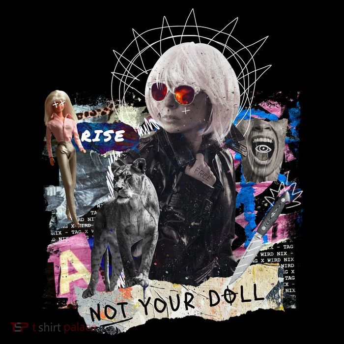 Feminist Punk Collage Not Your Doll Drawstring Bag